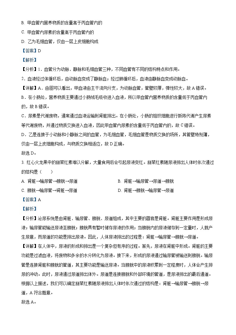 陕西省渭南市富平县2024-2025学年八年级上学期期末生物试题（解析版）第2页