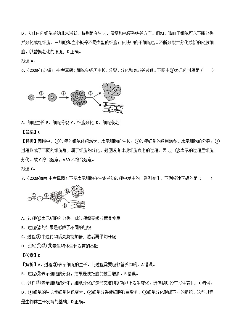 2022--2024年中考生物真题分类汇编-专题03  细胞怎样构成生物体（解析版）第3页
