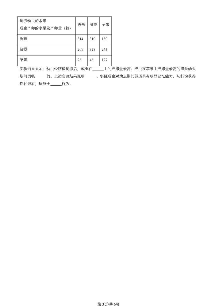 2022-2024北京重点校初二（上）期中真题生物汇编：动物的生殖和发育（京改版）第3页