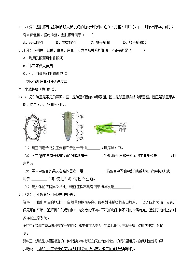 2024年辽宁省中考生物试卷（含答案）第2页