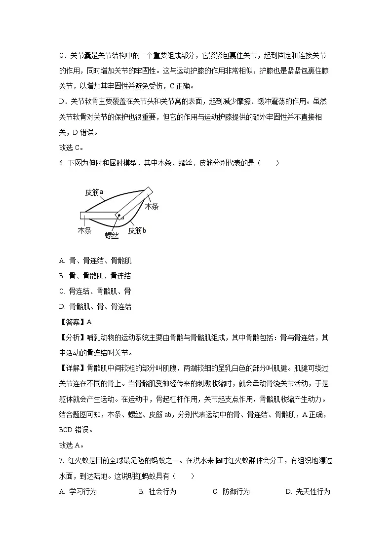 2024~2025学年福建省泉州市南安市八年级上学期期末生物试卷（解析版）第3页