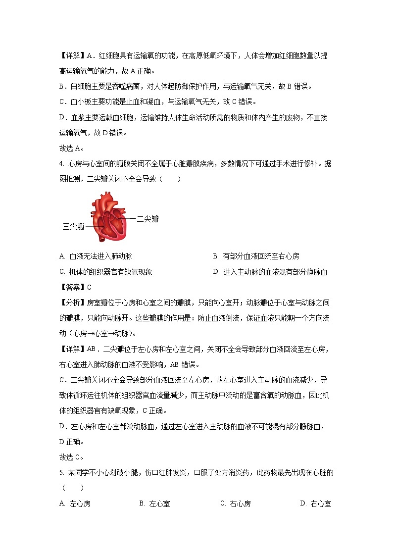 2024~2025学年江苏省泰州市靖江市八年级上学期期末生物试卷（解析版）第3页