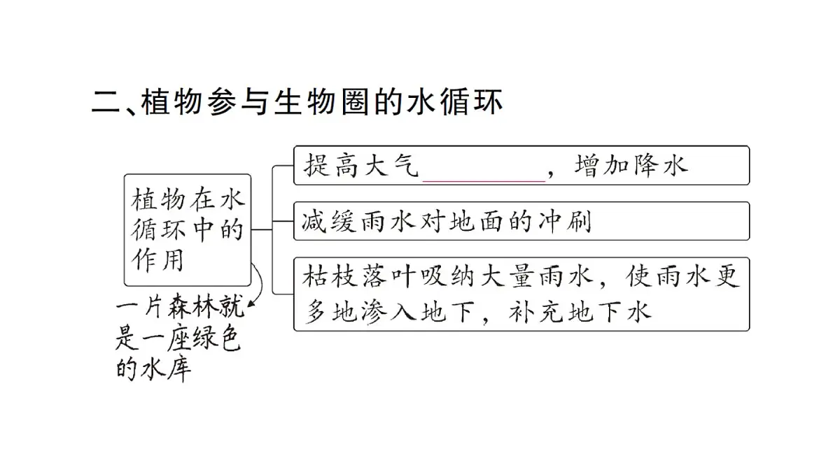 初中生物新人教版七年级下册第三单元第二章第四节 植物在自然界中的作用作业课件2025春第3页