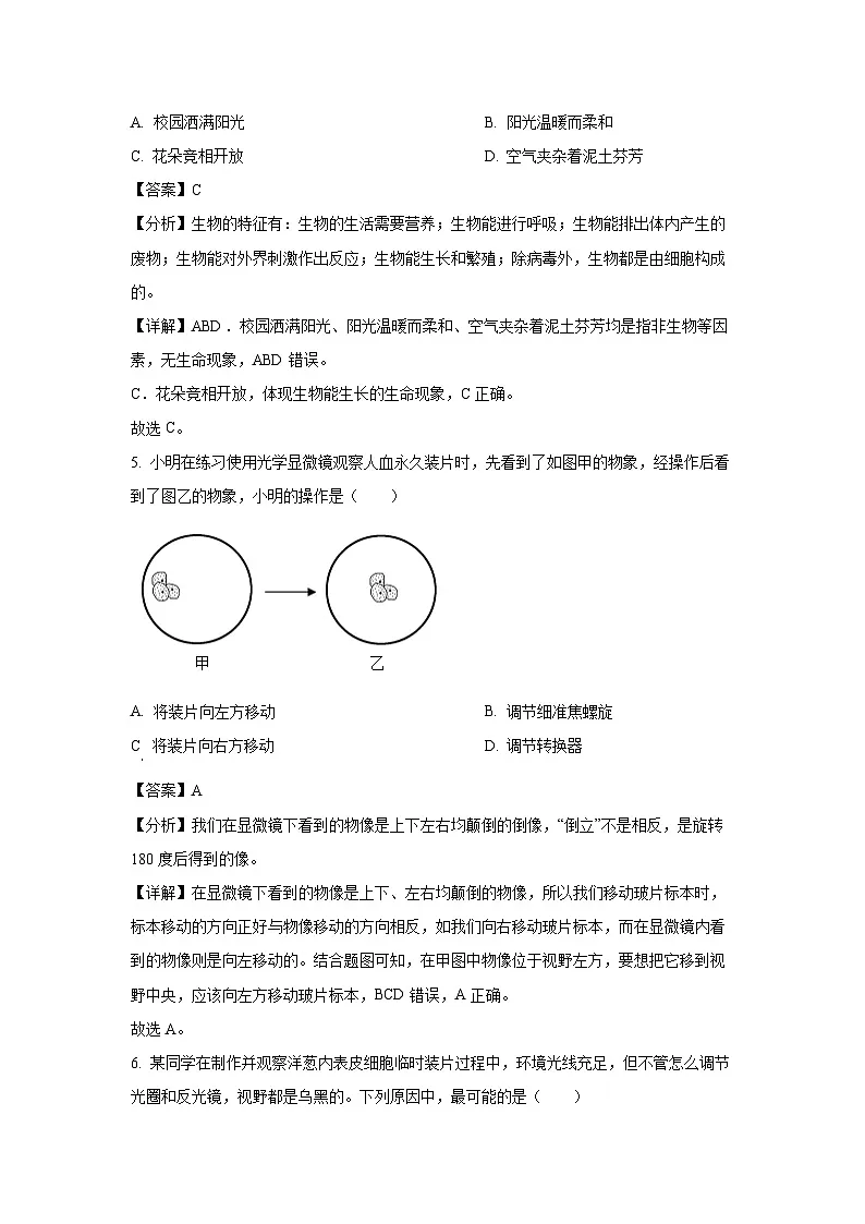 2024~2025学年广西贺州市昭平县七年级上学期期中生物试卷（解析版）第3页