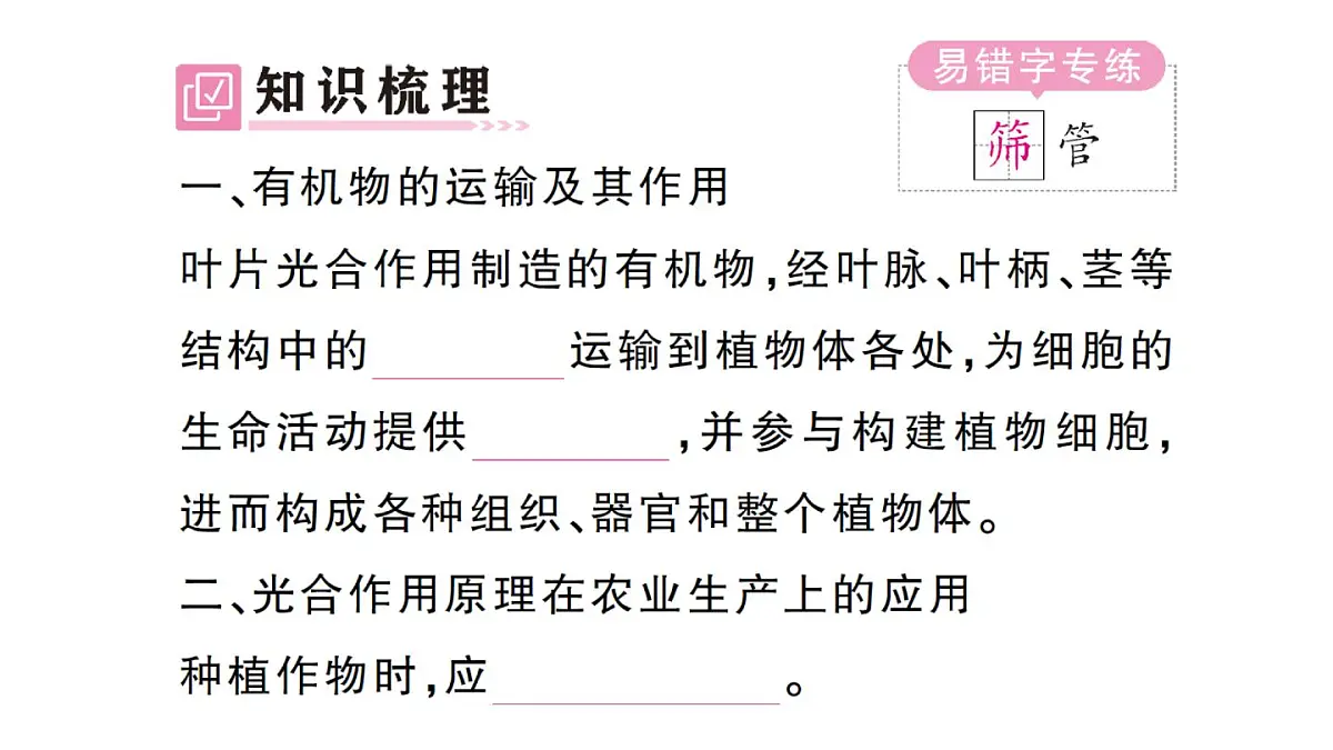 初中生物新人教版七年级下册第三单元第二章第二节第二课时 有机物的运输及其作用作业课件2025春第2页