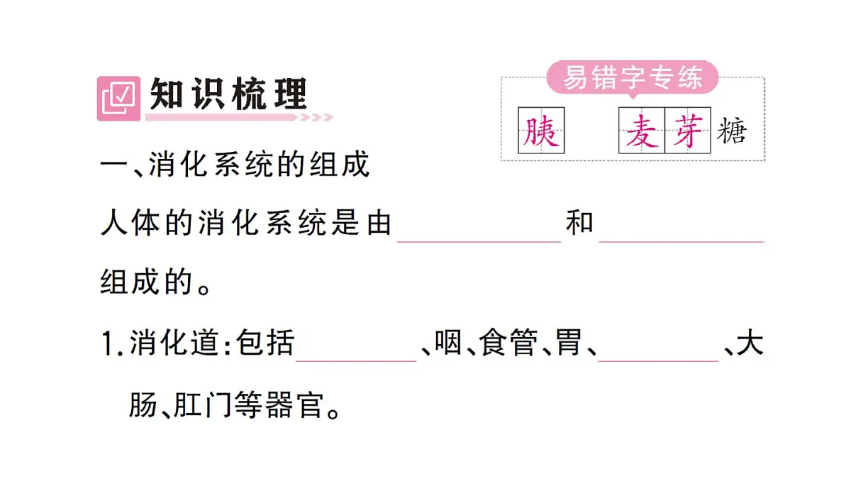 初中生物新人教版七年级下册第四单元第二章第二节第一课时 食物的消化作业课件2025春第2页
