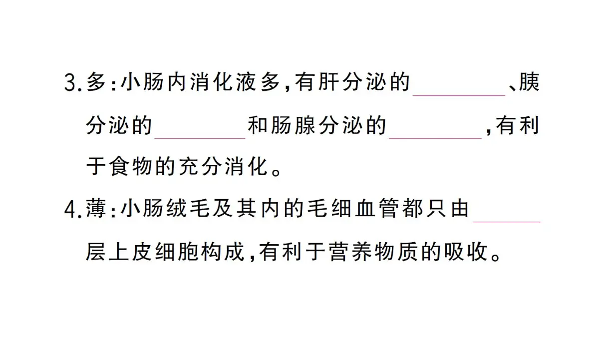 初中生物新人教版七年级下册第四单元第二章第二节第二课时 营养物质的吸收作业课件2025春第3页