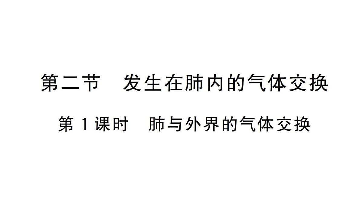 初中生物新人教版七年级下册第四单元第三章第二节第一课时 肺与外界的气体交换作业课件2025春第1页