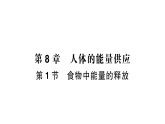 初中生物新北師大版七年級(jí)下冊(cè)第4單元第8章第1節(jié) 食物中能量的釋放作業(yè)課件2025春