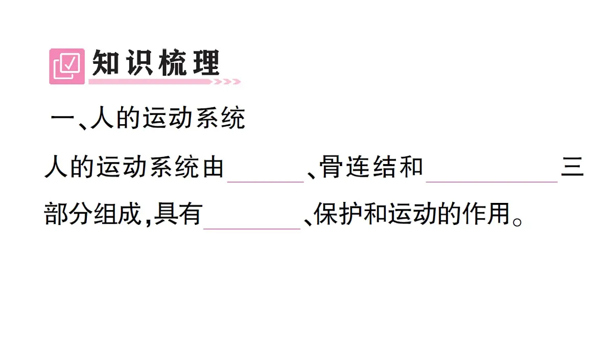 初中生物新北师大版七年级下册第4单元第11章 第1节 人体的骨骼作业课件2025春第2页