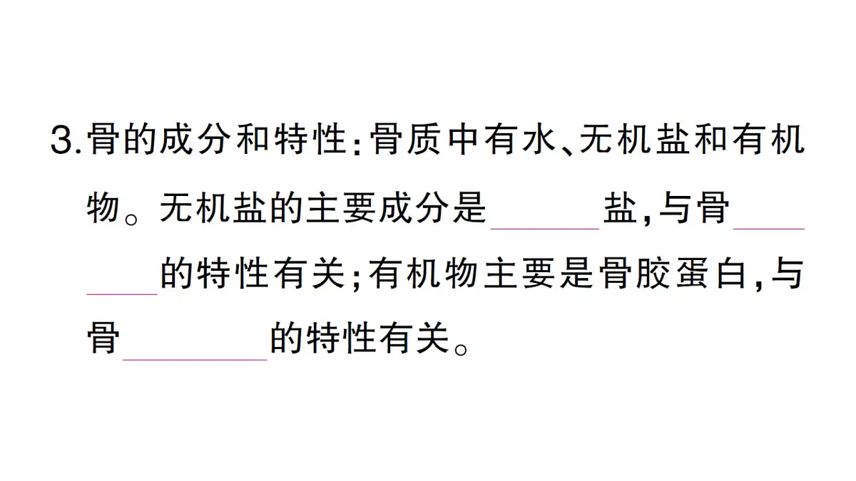 初中生物新北师大版七年级下册第4单元第11章 第1节 人体的骨骼作业课件2025春第6页