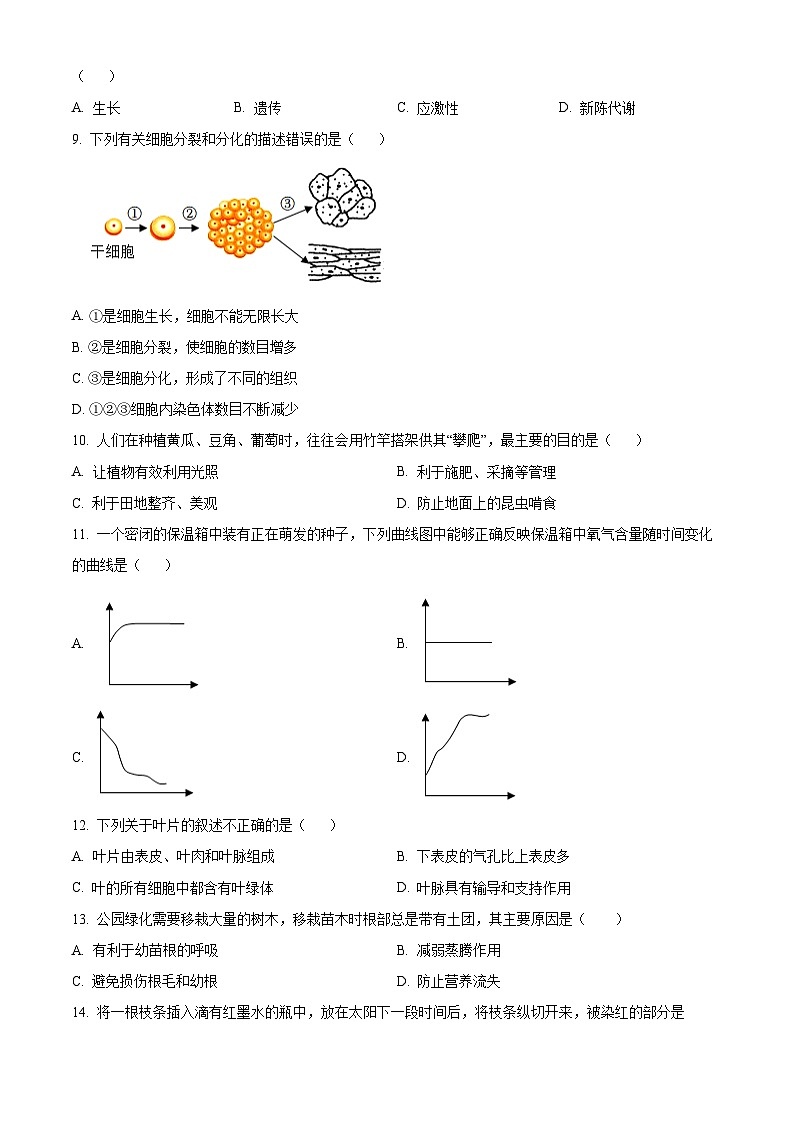 广东省梅州市平远县2024-2025学年七年级上学期期末生物试题（原卷版+解析版）第2页