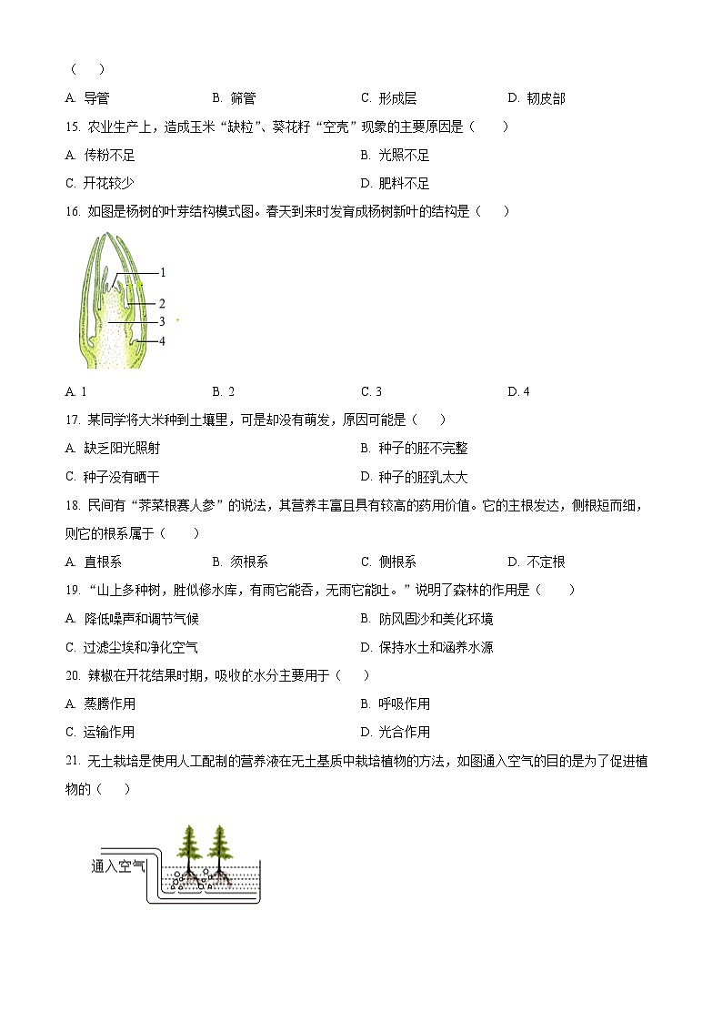 广东省梅州市平远县2024-2025学年七年级上学期期末生物试题（原卷版+解析版）第3页