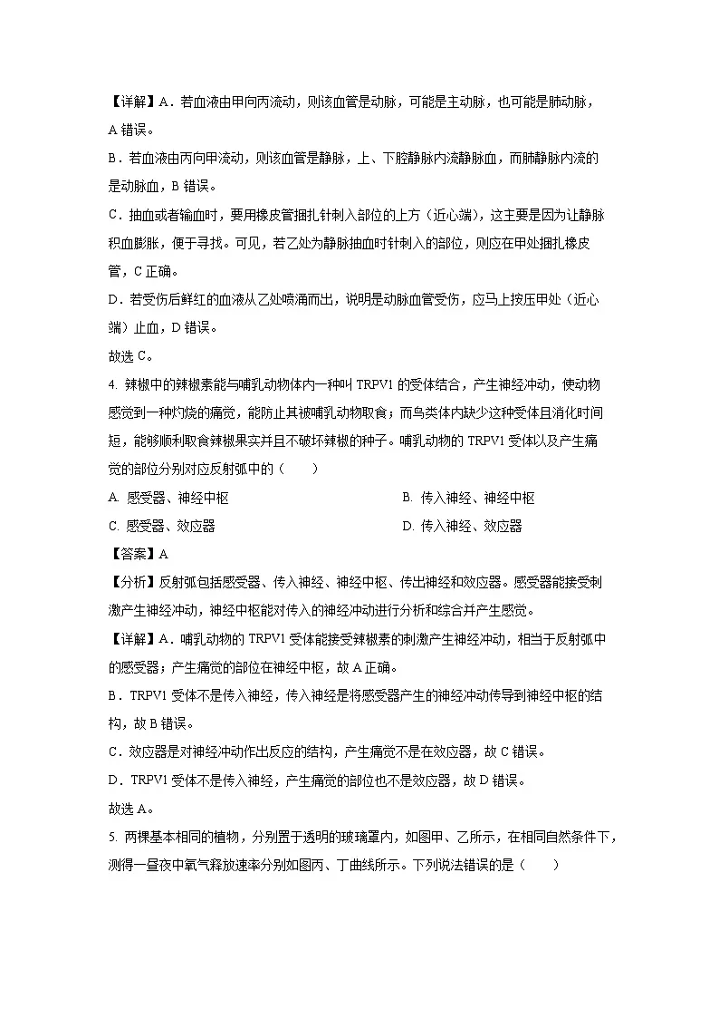 2024年江苏省徐州市沛县八年级中考三模生物试卷（解析版）第3页