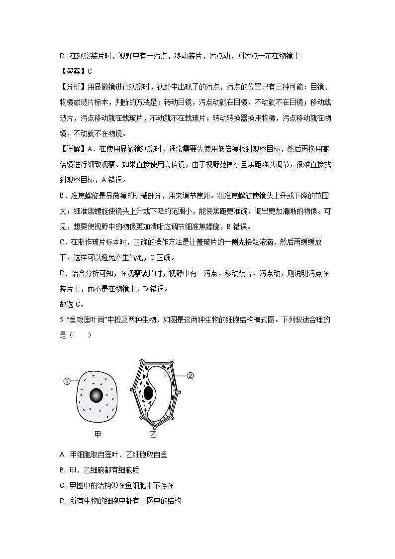2024-2025学年云南省昆明市东川区七年级上学期期末生物试卷（解析版）第3页