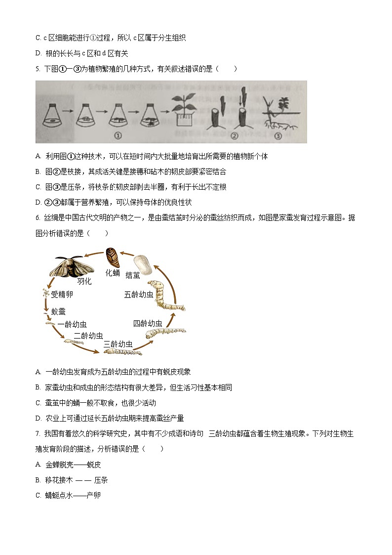 山东省德州市临邑县2024-2025学年八年级上学期期末生物试题（原卷版+解析版）第2页