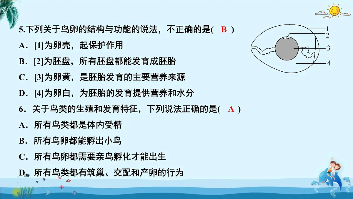 人教版八年级下册生物期中测试卷 课件第5页