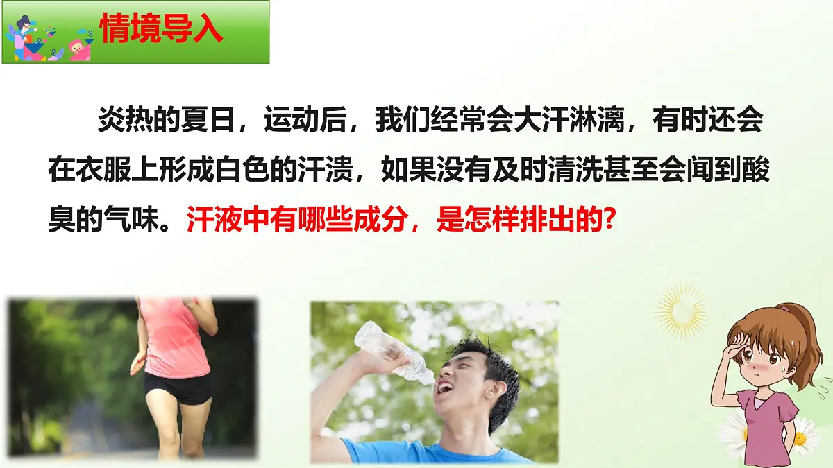 3.4.3 汗腺与汗液的排出 （课件 ）-2024-2025学年七年级生物下册（冀少版2024）第2页