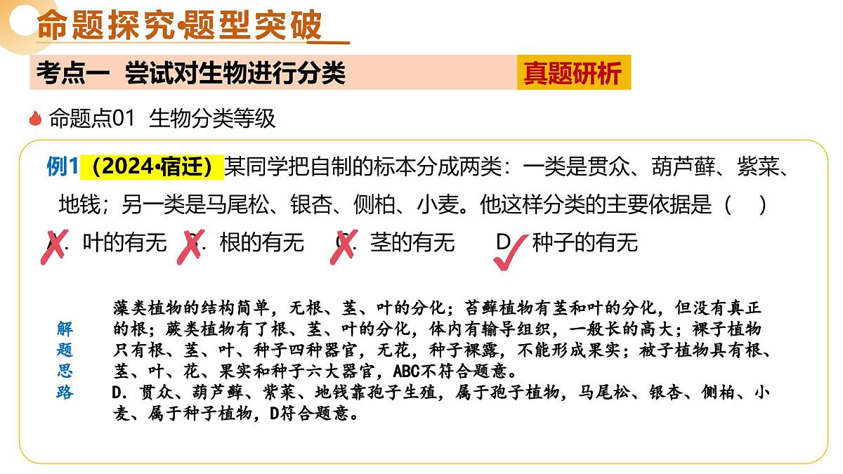 主题二 生物的多样性（二轮突破课件）2025年中考生物二轮复习讲练测（江苏专用）第7页