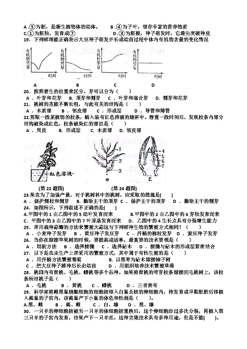 2025年3月14日济南天桥区泺口实验中学七年级下学期生物第一次月考试卷（含答案）第3页