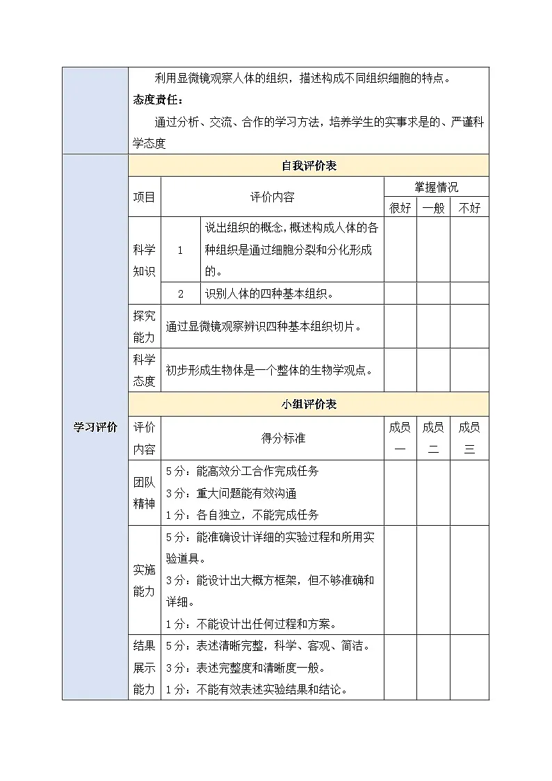 《1.3.2.1动物体的结构层次（第一课时）》教案第2页