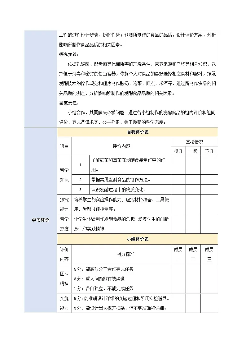 《2.5综合实践项目 利用细菌或真菌制作发酵食品》教案第2页