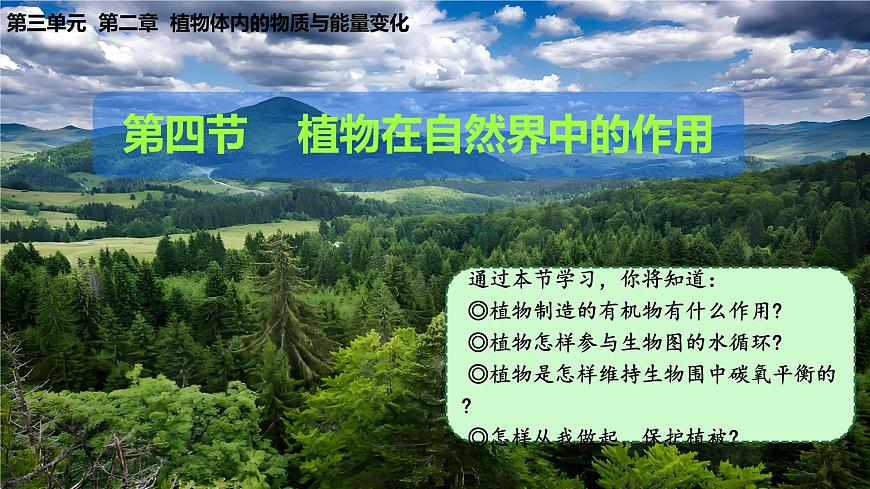 3.2.4 植物在自然界中的作用 2025学年人教版生物七年级下册 课件第2页