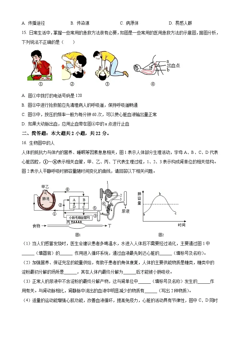 2025年山西省吕梁市方山县部分学校中考生物一模试题（原卷版+解析版）第3页