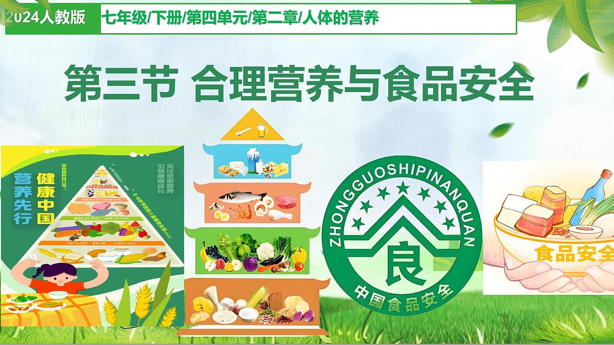 初中  生物 人教版（2024）七年级下册4.2.3 合理营养与食品安全 课件第1页