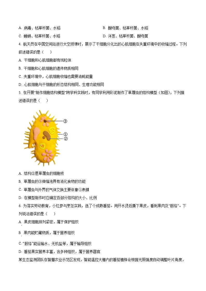 2025年广东省阳江市阳西县中考一模生物试题（原卷版+解析版）第2页