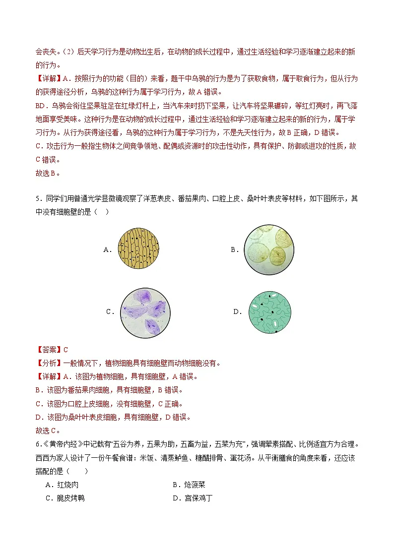 2025年中考第一次模拟考试卷：生物（广州卷）（解析版）第3页