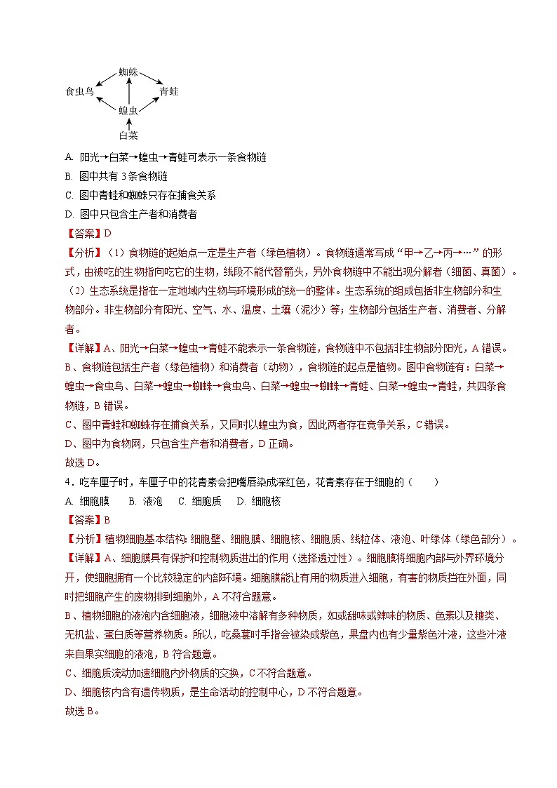 2025年中考第一次模拟考试卷：生物（重庆卷）（解析版）第2页