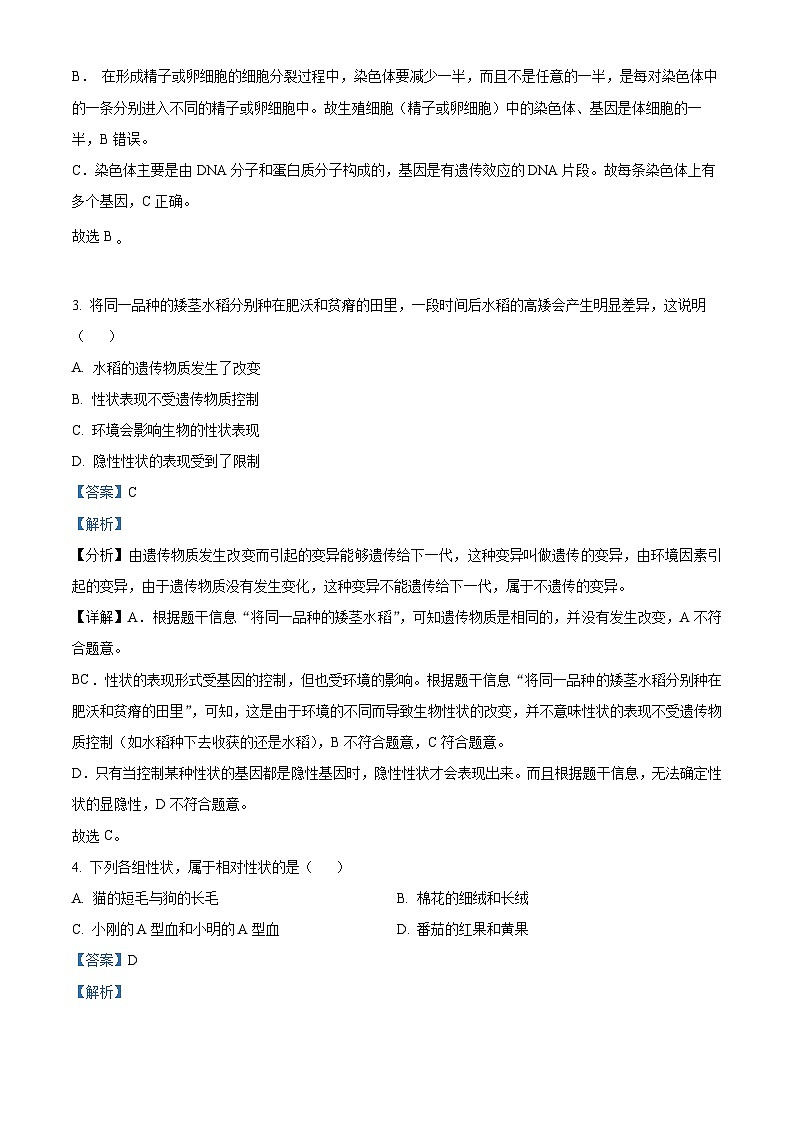 广西南宁市第八中学2024-2025学年八年级下学期3月月考 生物试题（含解析）第2页