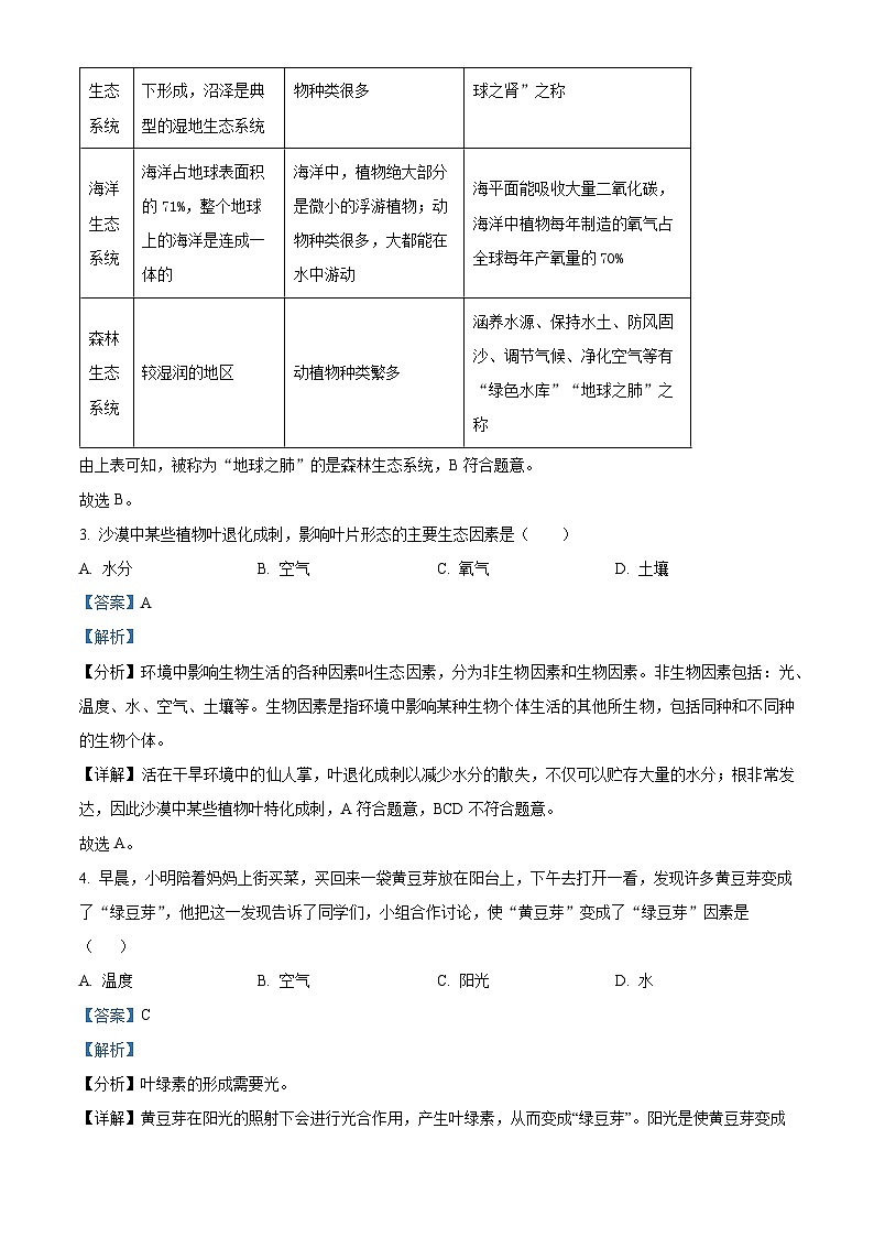 江苏省淮安市淮安区2024-2025学年七年级下学期3月月考 生物试题（含解析）第2页