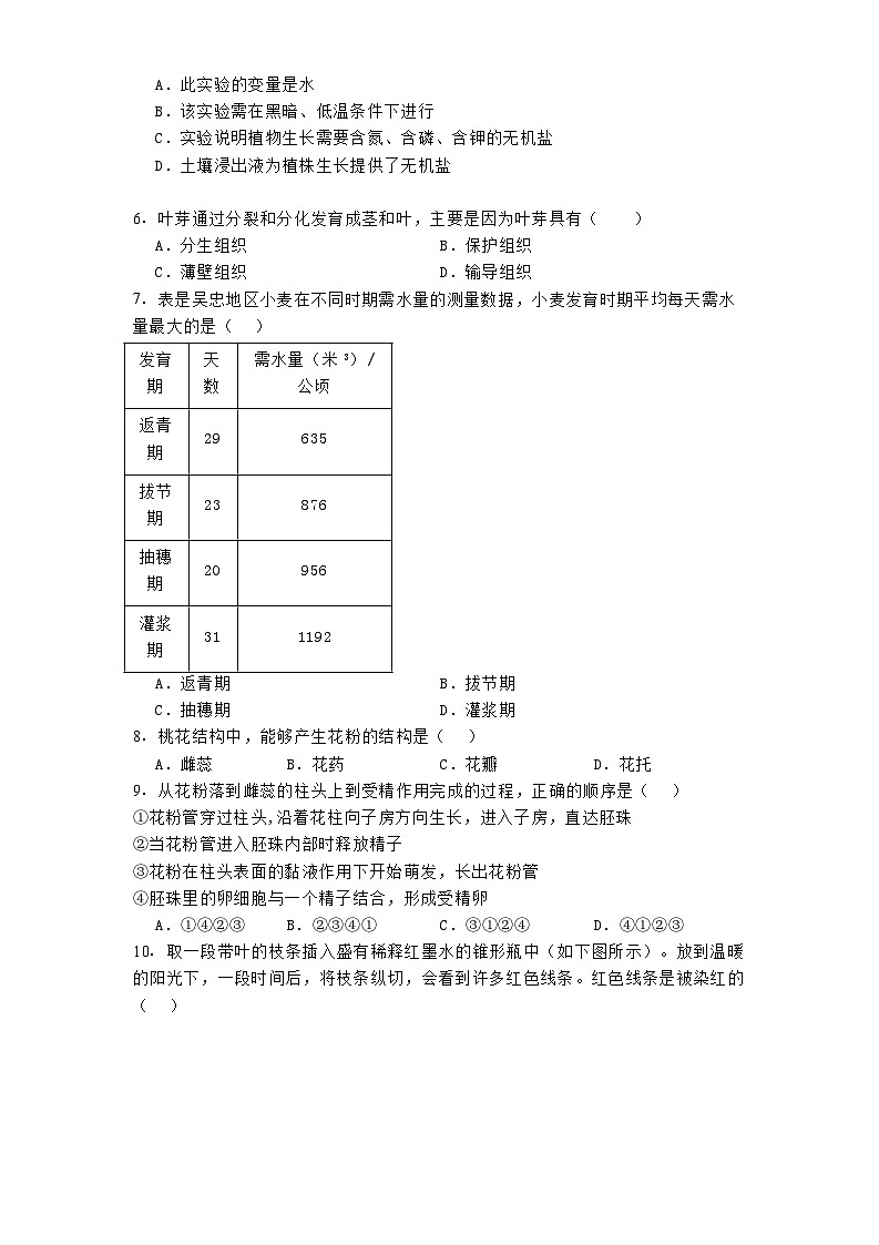 陕西省延安市2024-2025学年七年级下学期3月月考 生物试题（含解析）第2页
