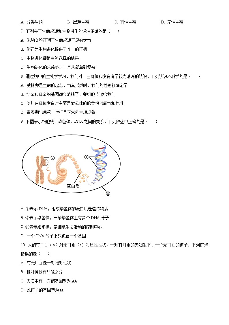 辽宁省抚顺市2024-2025学年八年级下学期3月月考生物试题（原卷版+解析版）第2页