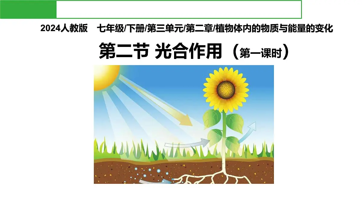 初中生物人教版（2024）七年级下册3.2.2 光合作用 （共3课时）课件第1页