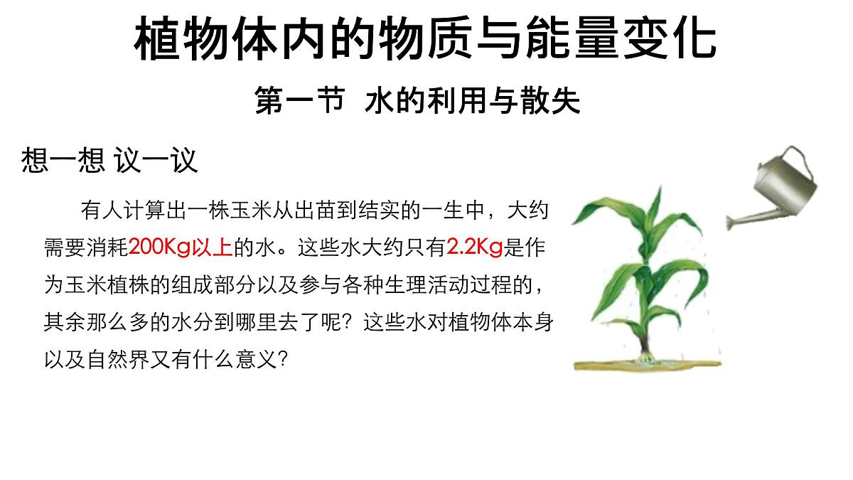 初中生物人教版（2024）七年级下册3.2.1 水的利用与散失 课件第1页