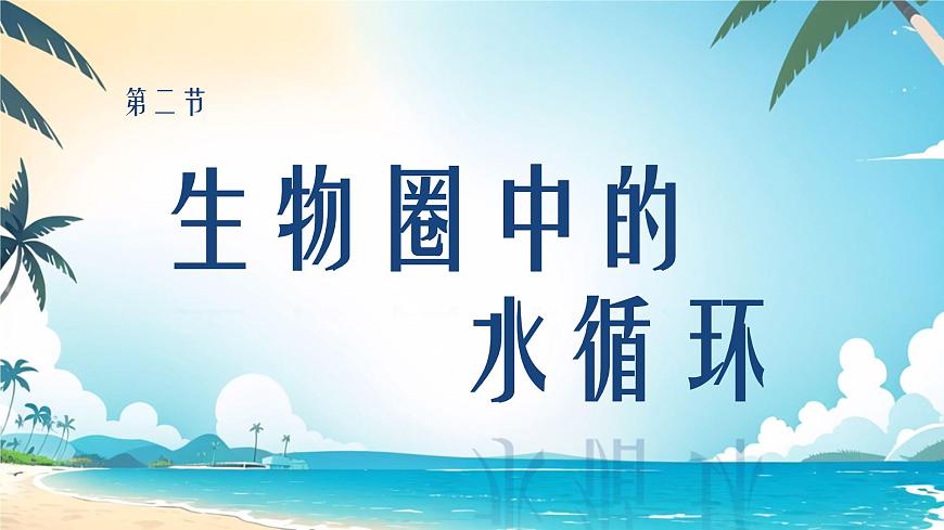 初中生物苏教版（2024）七年级下册4.10.2 生物圈中的水循环 课件第1页