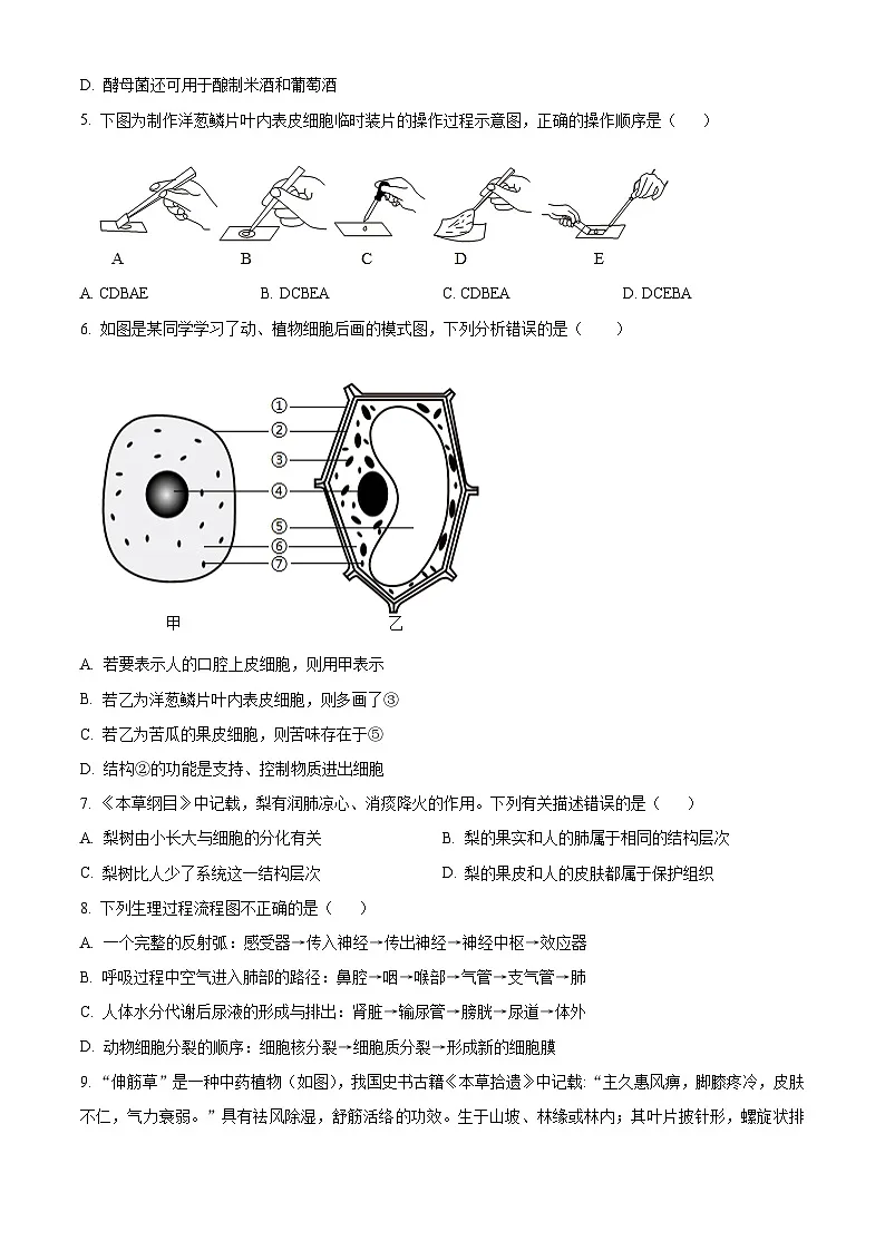 2025年山东省淄博市博山区中考一模生物试题第2页