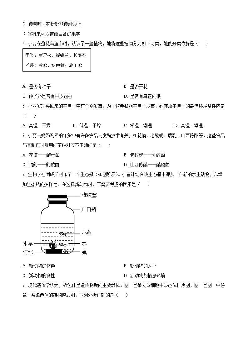 2025年山西省晋中市榆社县中考一模生物试题（原卷版+解析版）第2页