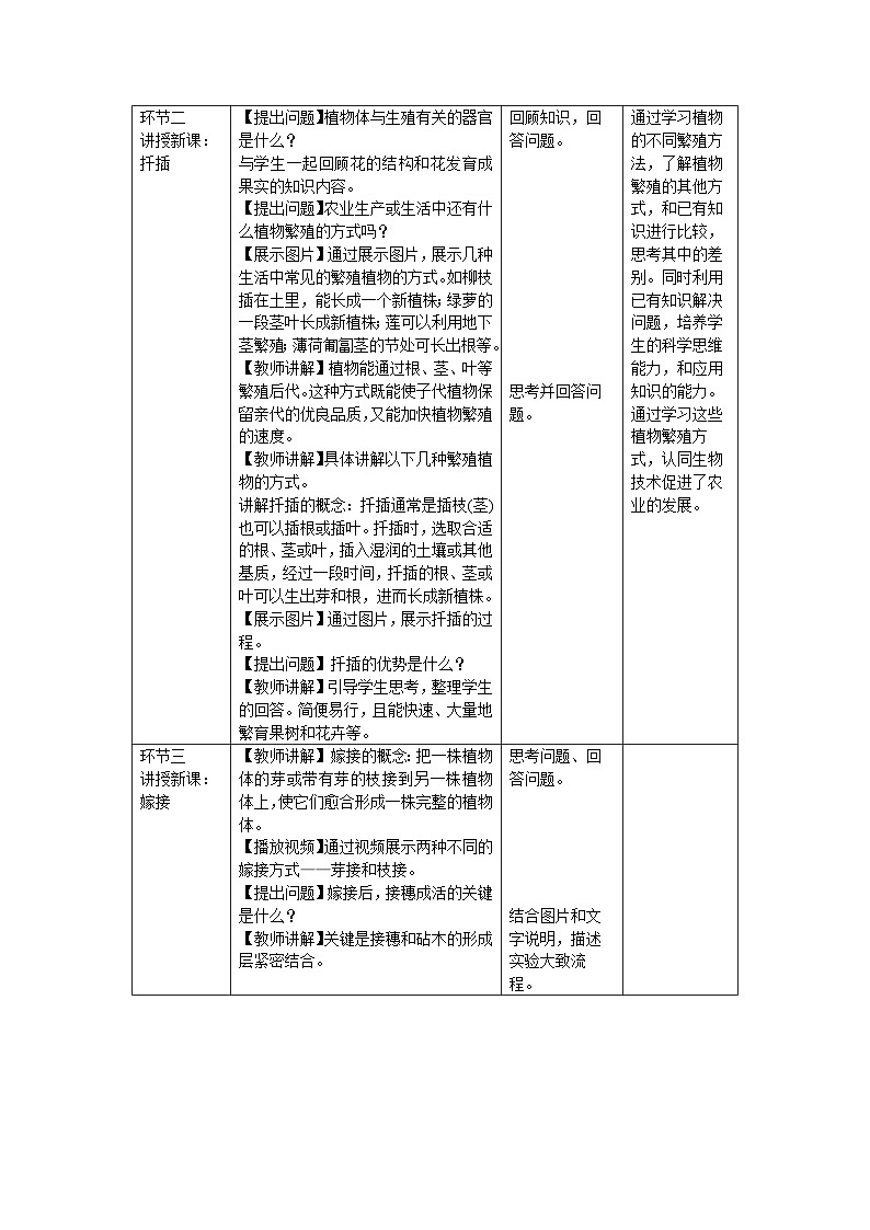 4.9.3  植物的繁殖 第2课时 教案 生物苏教版（2024）七年级下册第四单元第2页