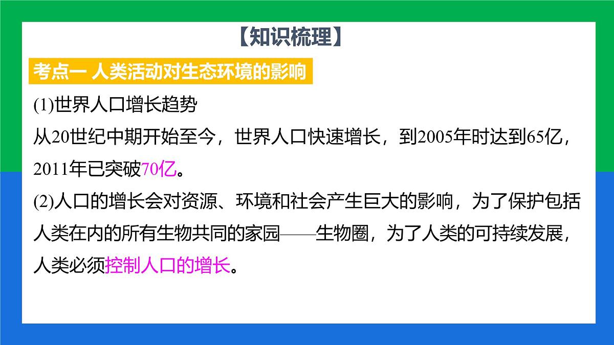 专题复习二 人类活动对生物圈的影响（复习课件）2025学年七年级生物下学期期中考点大串讲（鲁科版五四学制）第5页
