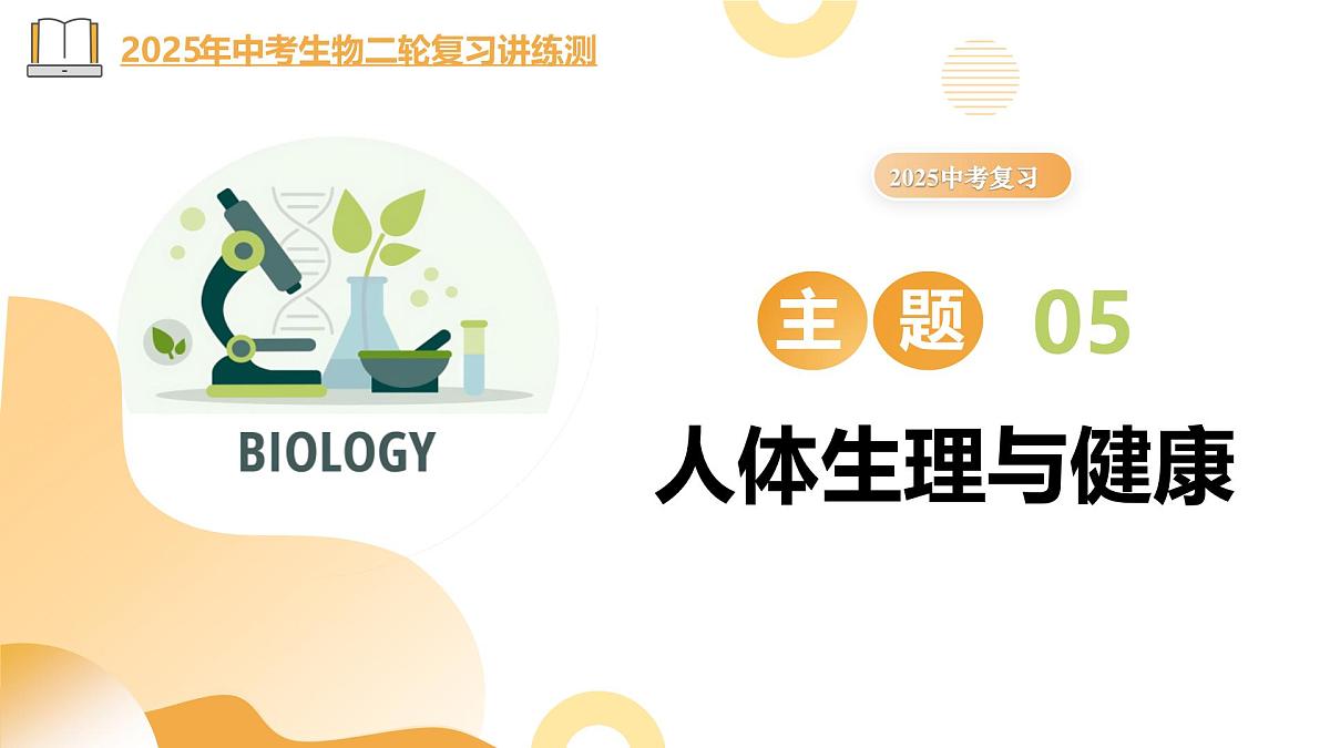主题五 人体生理与健康（精讲课件）2025年中考生物二轮复习讲练测（全国通用）第1页