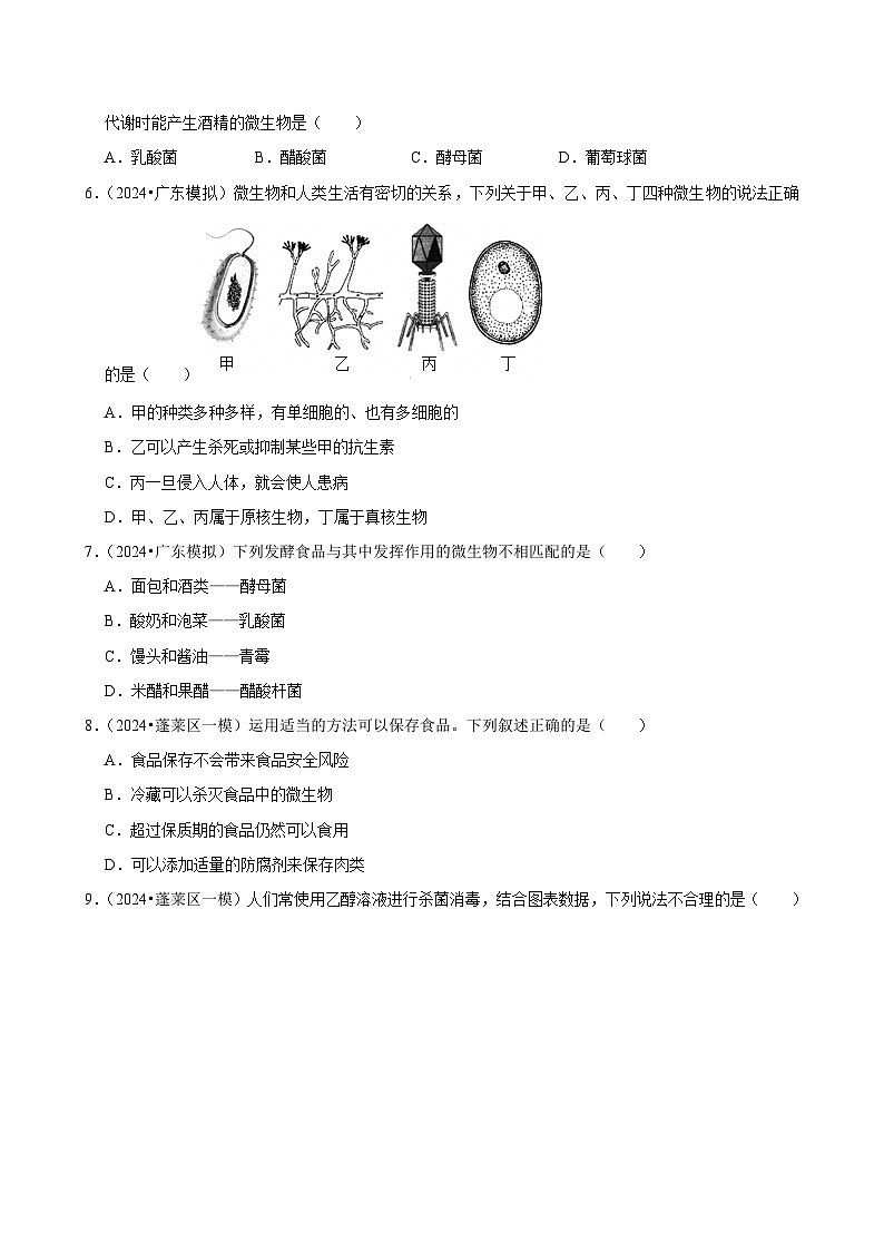 2025年中考生物三轮复习：细菌、真菌和病毒 考点刷题练习题（含答案解析）第2页