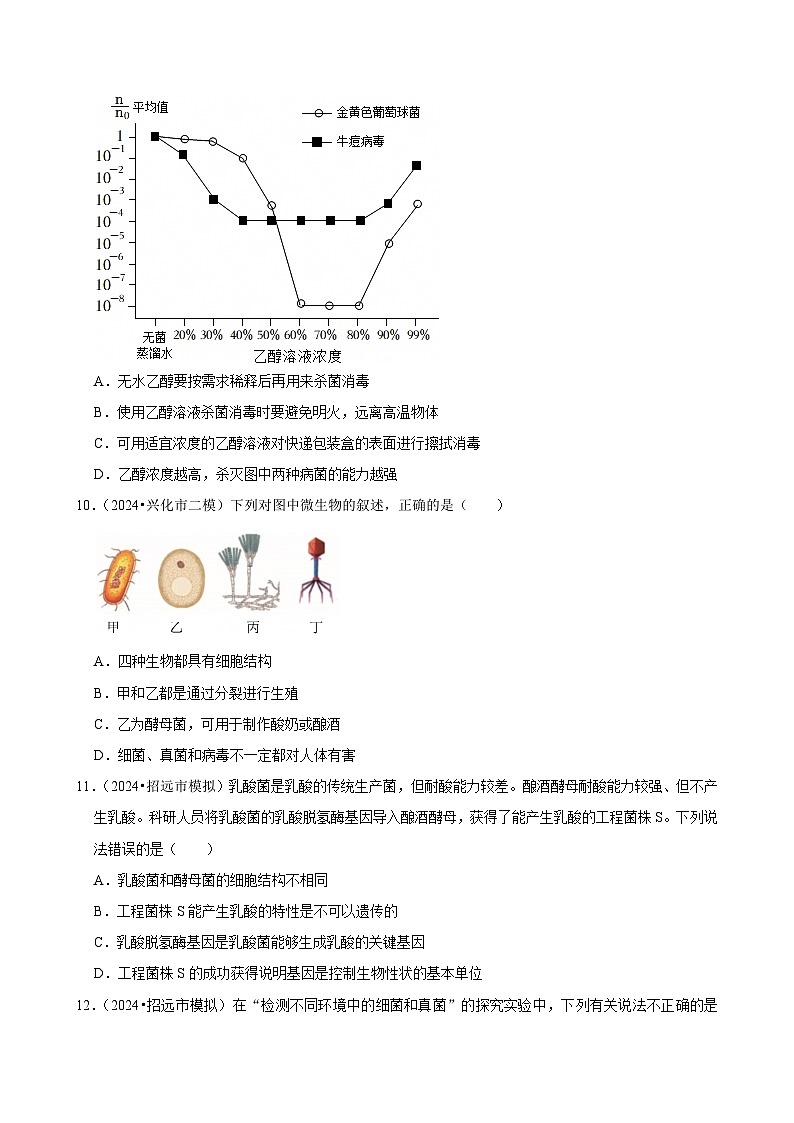 2025年中考生物三轮复习：细菌、真菌和病毒 考点刷题练习题（含答案解析）第3页