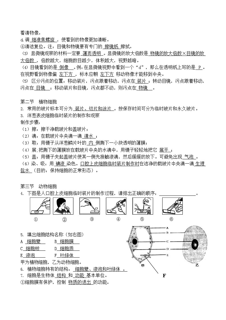 2025年中考济南版生物总复习七八年级基础知识复习资料汇编（全面！）学案第3页