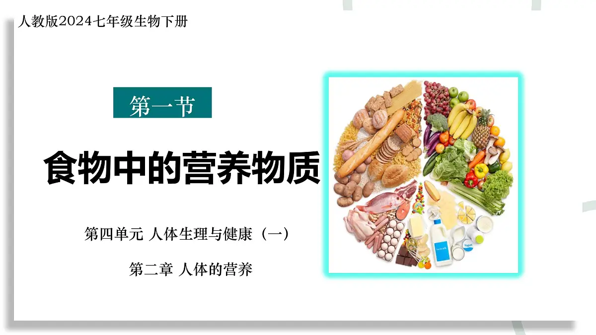 初中生物人教版（2024）七年级下册4.2.1 食物中的营养物质 课件第1页