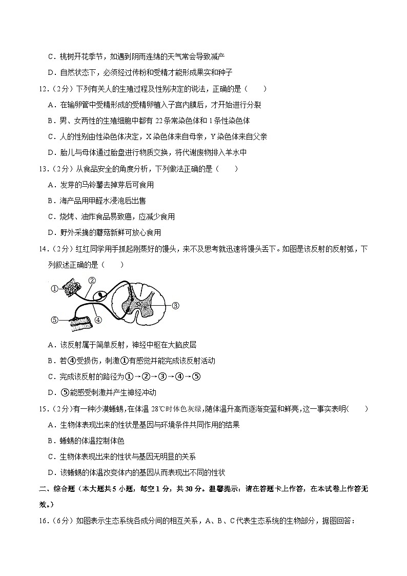 2024年广西贺州市昭平县中考三模生物试卷第3页