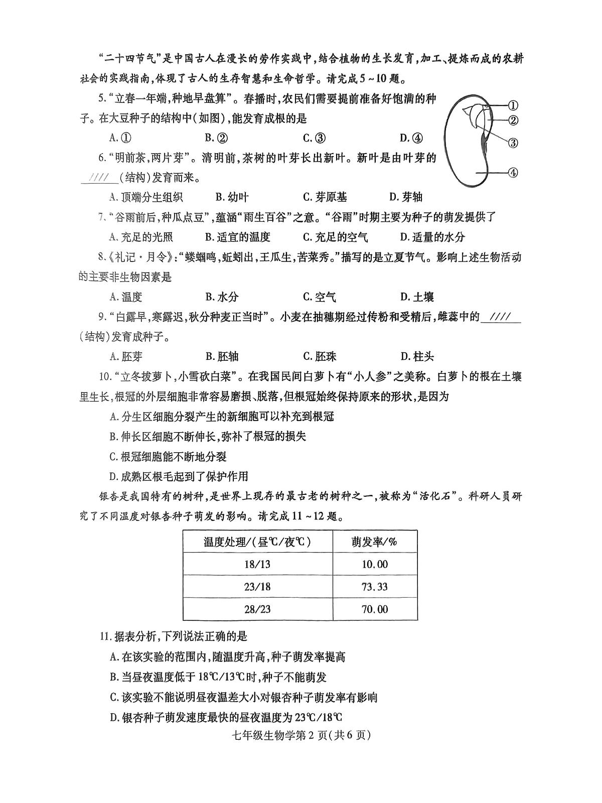 河南省平顶山市鲁山县2024-2025学年七年级下学期生物期中考试试卷+第2页